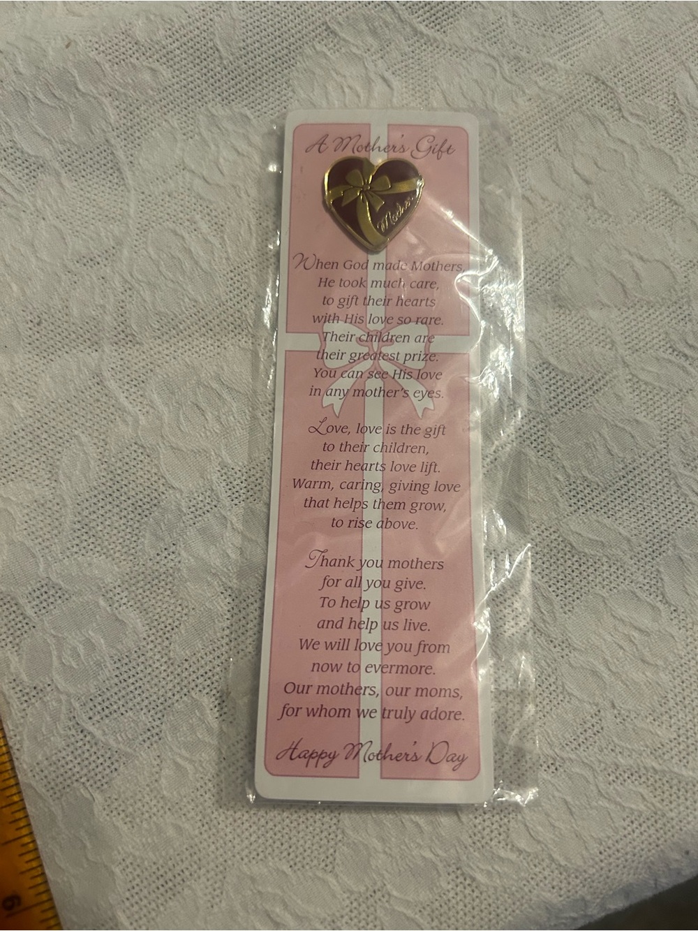 Heart-Shaped Pin Brooch - Mother's Day Card